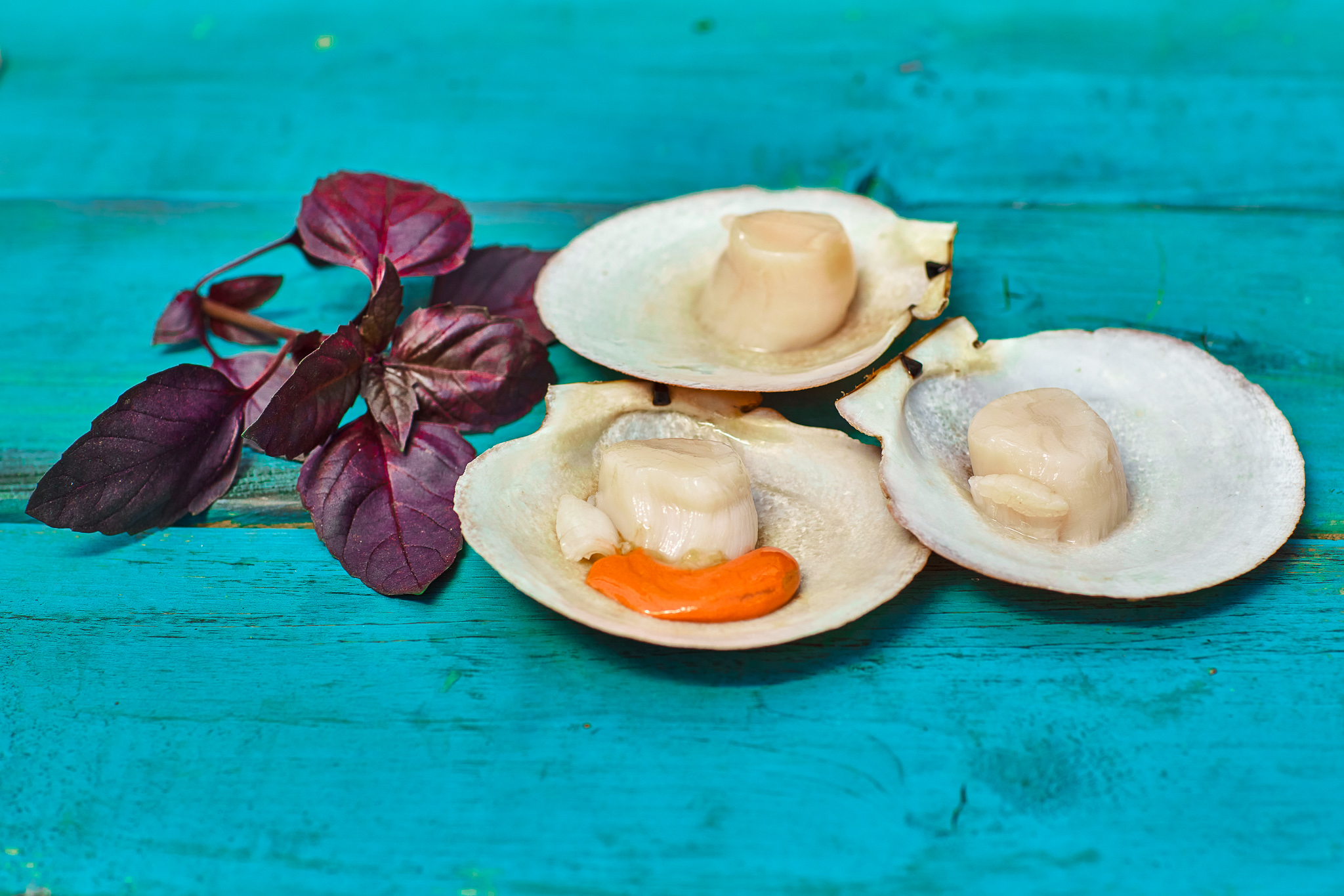 Image of Déposez les noix de pétoncles en coquille sur une assiette...